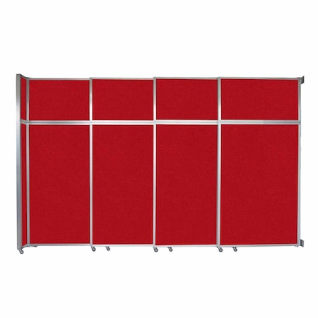 Versare Operable Wall Sliding Room Divider 12'8" x 8'5-1/4" Red Fabric 1072427
